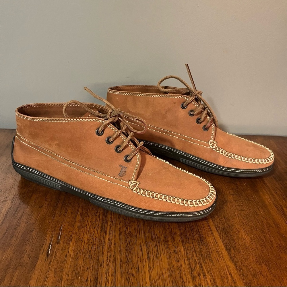 Tods Chukka Desert Dress Boots
Size 8.5 men’s. Camel leather. Vibram sole - Picture 3 of 16